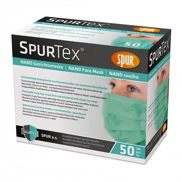 Nano rouška, zelená, 5-vrstvá, L, 50ks, Spurtex, DOPRODEJ
