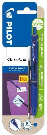 Kuličkové pero "Acroball", modrá + náplň, 0,25 mm, PILOT BAB-15F-L 0.7+BRFV-10F-BT