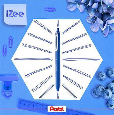 Kuličkové pero "iZee", modrá, 0,35 mm, stiskací mechanismus, PENTEL BX467-C