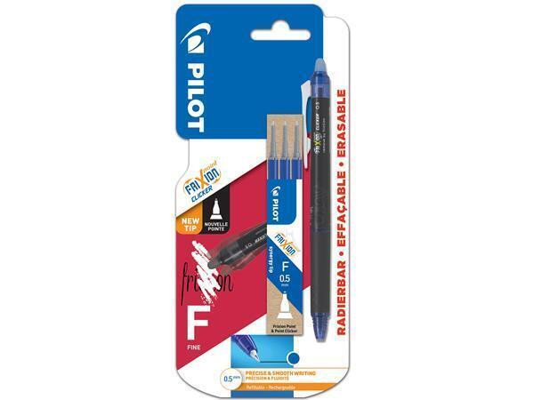 Roller "Frixion Point Clicker", modrá + 3x náplň, 0,25 mm, vymazatelný, PILOT BLRT-FRP5-L+S3-BT