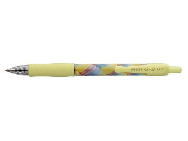 Gelové pero "G-2 Flow", modrá, 0,32 mm, stiskací mechanismus, žluté tělo, PILOT BL-G27-FLY-B