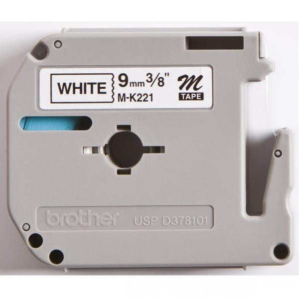 Brother originální páska do tiskárny štítků, Brother, MK221, černý tisk/bílý podklad, nelaminovaná, 8m, 9mm