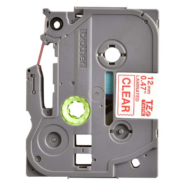 Brother originální páska do tiskárny štítků, Brother, TZE-132, červený tisk/průsvitný podklad, laminovaná, 8m, 12mm