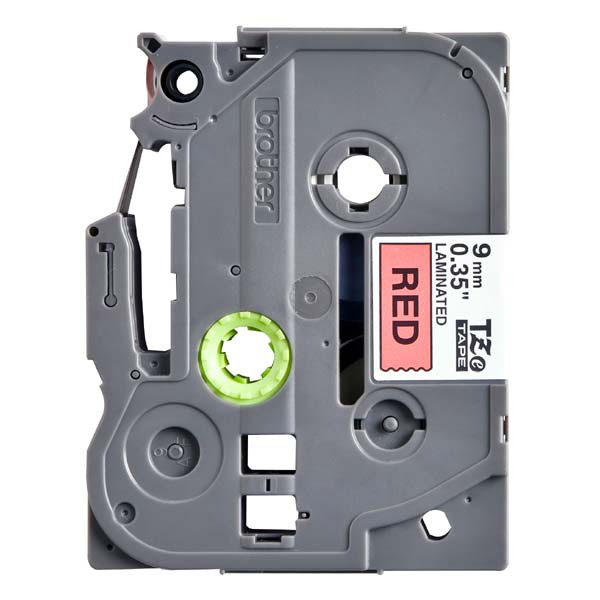 Brother originální páska do tiskárny štítků, Brother, TZE-421, černý tisk/červený podklad, laminovaná, 8m, 9mm