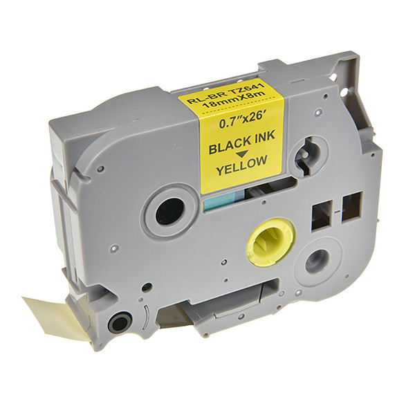 G&G kompatibilní páska do tiskárny štítků, pro Brother, TZE-641, černý tisk/žlutý podklad, laminovaná, 8m, 18mm