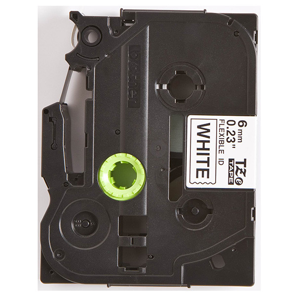 Brother originální páska do tiskárny štítků, Brother, TZE-FX211, černý tisk/bílý podklad, laminovaná, 8m, 6mm, flexibilní