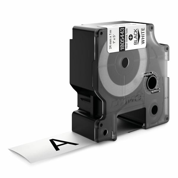 Dymo originální páska do tiskárny štítků, Dymo, 1805443, černý tisk/bílý podklad, 1.5m, 24mm, RHINO plochá smršťovací bužírka D1
