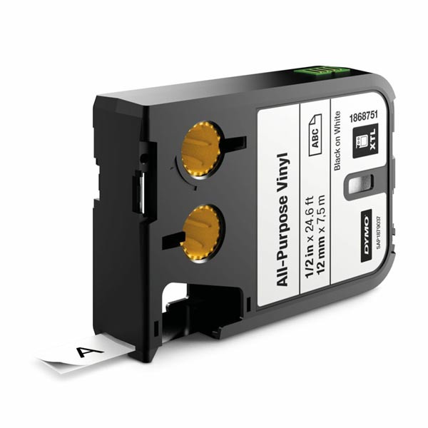 Dymo originální páska do tiskárny štítků, Dymo, 1868751, černý tisk/bílý podklad, 7m, 12mm, XTL vinylová univerzální
