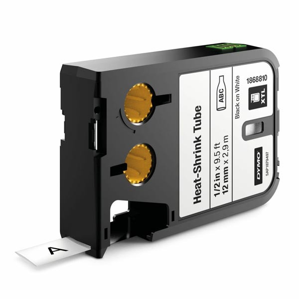 Dymo originální páska do tiskárny štítků, Dymo, 1868810, černý tisk/bílý podklad, 2.7m, 12mm, XTL smršťovací bužírka