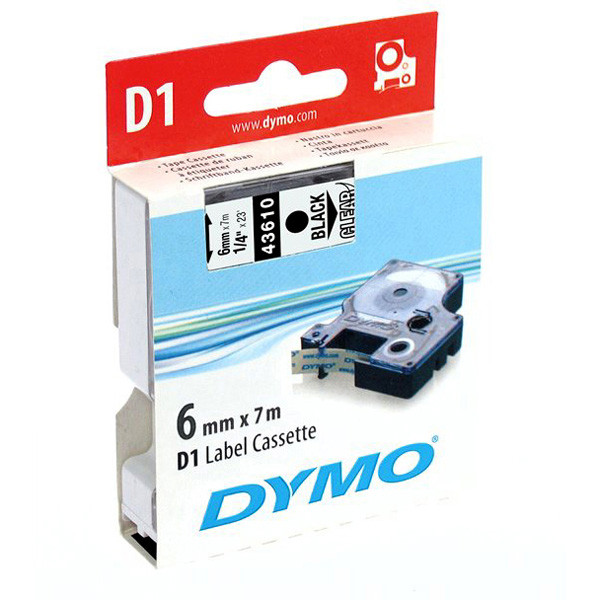 Dymo originální páska do tiskárny štítků, Dymo, 43610, S0720770, černý tisk/průhledný podklad, 7m, 6mm, D1