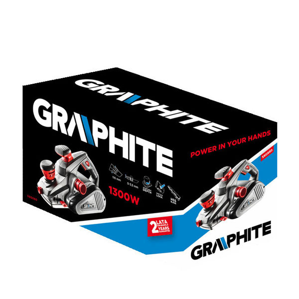 Hoblík Graphite 59G680, elektrika (kabel), 1300W, 16000ot./min, 110mm, 3,5mm, 0-14mm, ergonomický tvar