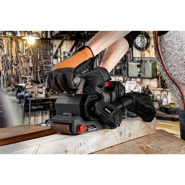 Pásová bruska aku, Li-Ion, ergonomický design, GRAPHITE