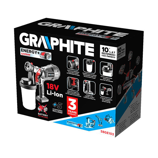 Graphite Stříkací pistole HVLP 58GE103, 1.28kg, 18V