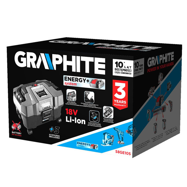 Vysavač do dílen 58GE105, aku, 18V, Graphite