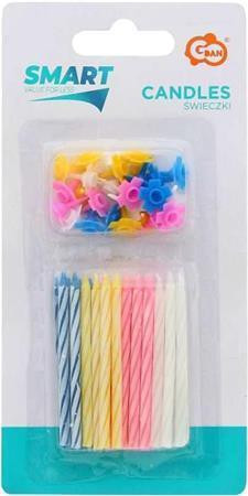 Svíčka, narozeninová, se stojánkem, 24 ks/balení, 10240SW-URST