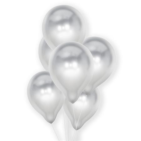 Balónek, metalická stříbrná, 30 cm, PUKKA PAD PTY020
