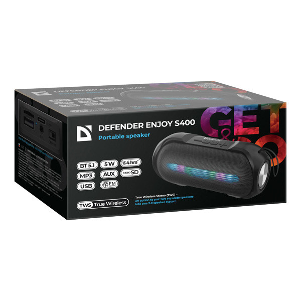 Defender reproduktor ENJOY S400, 5W, černý, LED podsvícení
