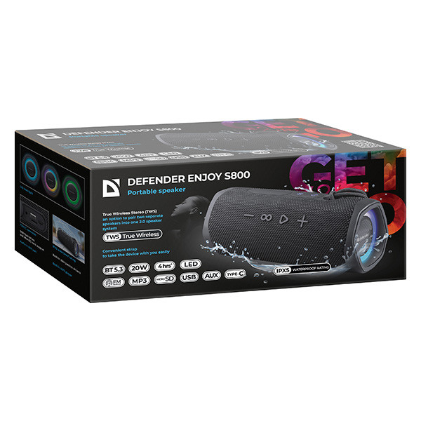 Defender reproduktor ENJOY S800, 20W, černý, LED podsvícení