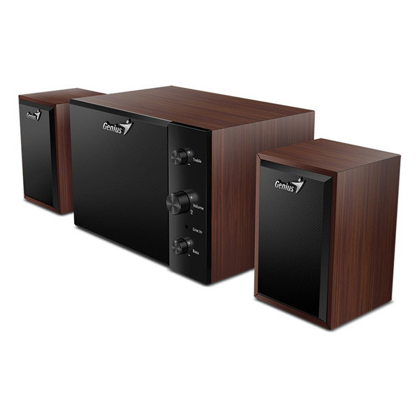 Genius reproduktory SW-2.1 350, 2.1, 15W, hnědo-černé, ovládací panel, ovládaní basů a výšek, 3,5 mm jack, 40Hz~20kHz