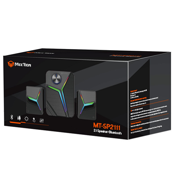 Meetion reproduktory SP2111, 2.1, 15W, černé, podsvícené