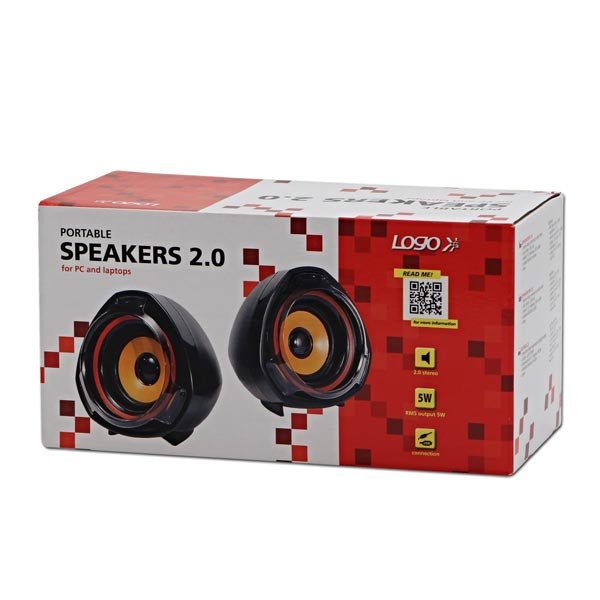 Logo reproduktory SPZ2, 2.0, 5W, černé, regulace hlasitosti