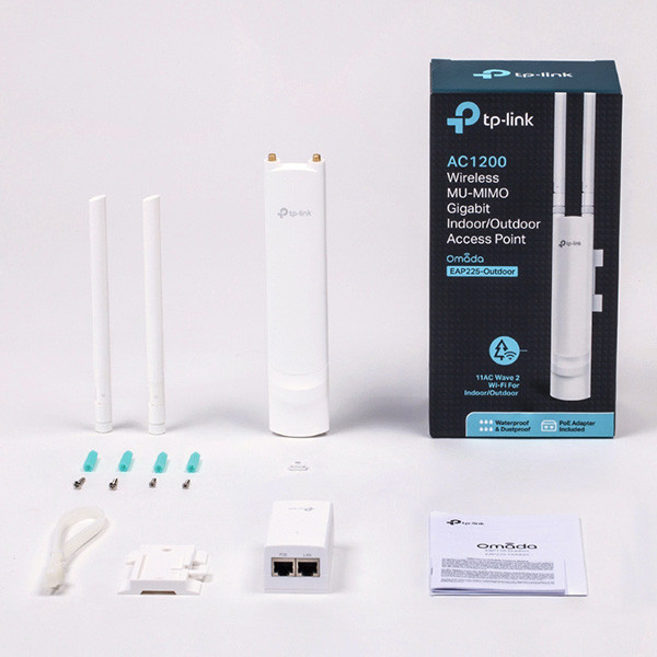 TP-LINK venkovní přístupový bod EAP225-outdoor 2.4GHz a 5GHz, IPv6, PoE, 1200Mbps, externí odnimatelná anténa, 802.11ac, MU-MIMO,