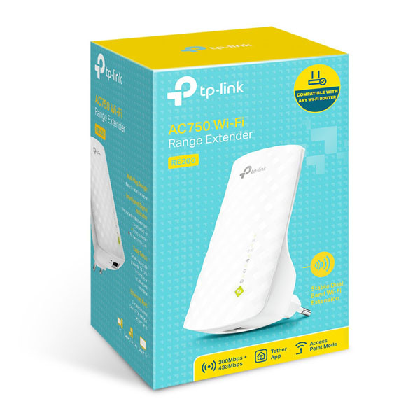 TP-LINK Extender RE200 2.4GHz a 5GHz, extender, IPv6, 750Mbps, integrovaná anténa, 802.11ac, OneMesh Extender, LAN
