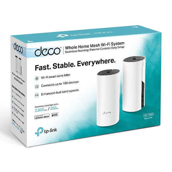 TP-LINK Wifi Mesh kit Deco M4(2-pack) 2.4GHz a 5GHz, přístupový bod, IPv6, 1200Mbps, integrovaná anténa, 802.11ac, 2Pack,síť pro h