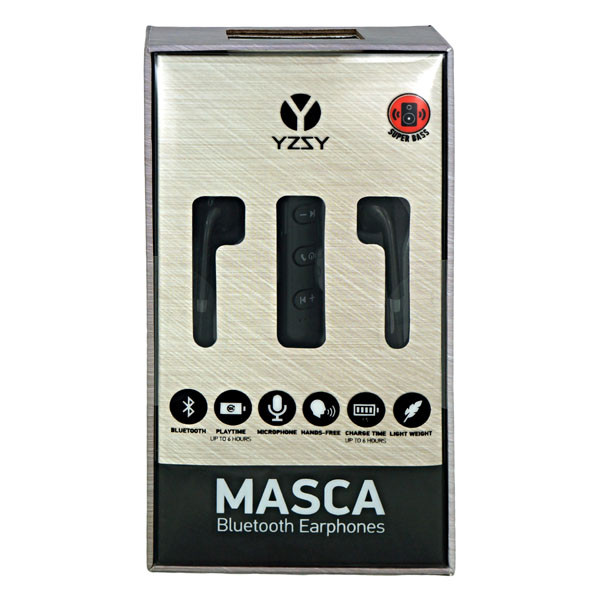 YZSY MASCA sluchátka s mikrofonem, bezdrátová, černá, bluetooth, DOPRODEJ