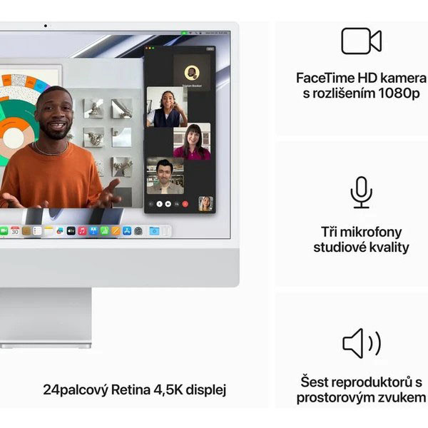 Apple iMac, počítač all in one, 24", Retina 4.5K 4480x2520, stříbrný