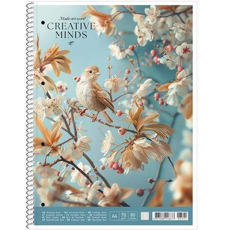 Spirálový sešit "College Block Creative Minds", mix motivů, A4, linkovaný, 80 listů, SHKOLYARYK A4-0