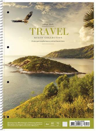 Spirálový sešit "Travel", mix motivů, čtverečkovaný, A4+, 80 listů, SHKOLYARYK A4-080-6529K