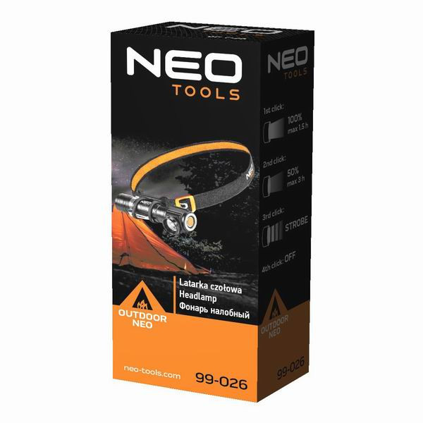 LED čelovka, 1x1200 mAh, hliník, černá, funkce zoom, 3 druhy svícení