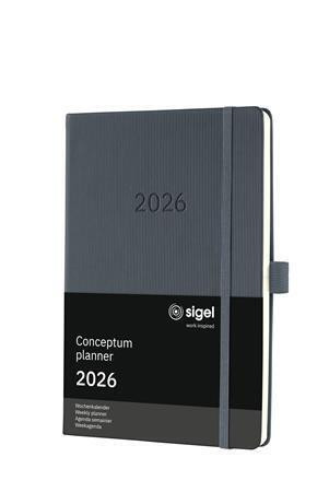 Diář "Conceptum", tmavě šedá, A5, týdenní, 2026, tvrdé desky, SIGEL C2666