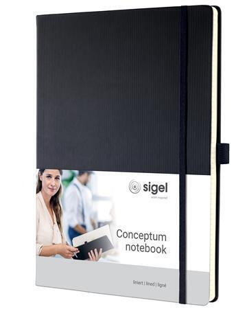 Záznamní kniha "Conceptum", černá, tvrdé desky, A4, linkovaná, 194 listů, SIGEL