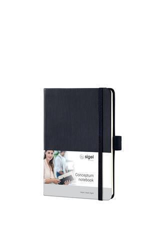 Záznamní kniha "Conceptum", černá, tvrdé desky, A6, linkovaná, 194 listů, SIGEL
