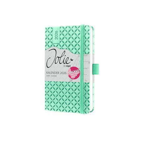 Diář "Jolie", mint zelená, A5, týdenní, 2026, tvrdé desky, SIGEL J6127