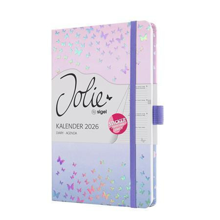 Diář "Jolie", Butterfly Confetti Candy, A5, týdenní, 2026, tvrdé desky, SIGEL J6347