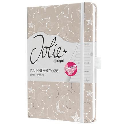 Diář "Jolie", Cosmic Fantasy Beige, A5, týdenní, 2026, tvrdé desky, SIGEL J6349