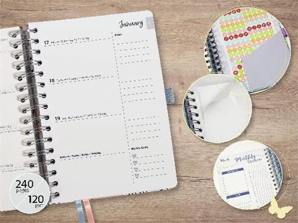 Spirálový diář "Jolie", Stay focused, A5, týdenní, 2026, tvrdé desky, SIGEL J6603