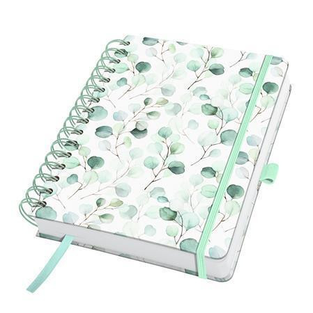 Spirálový sešit "Jolie", Eucalyptus Day, 168 x 215 mm, čistý, 120 listů, tvrdé desky, SIGEL JN656