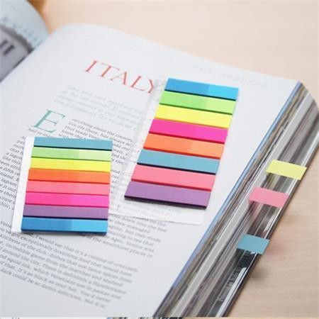 Samolepicí záložky, mix neon. barev, 45x12 mm, 5x25 listů, plast., STICK N 21050