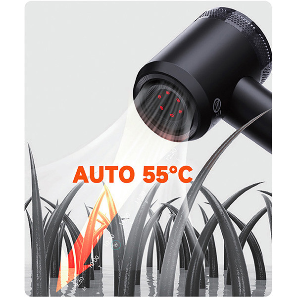 Powerton SMART IONAI Plazmový fén na vlasy s ionizací a AI, černý