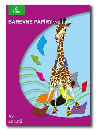 Barevný papír A3/20/80g, 20listů, STEPA