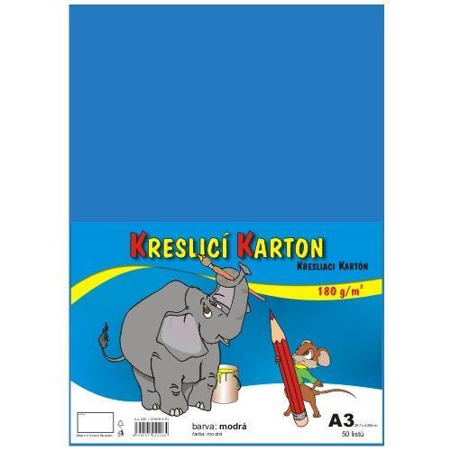 Kreslicí karton barevný A3/50/180g - světle modrá, STEPA