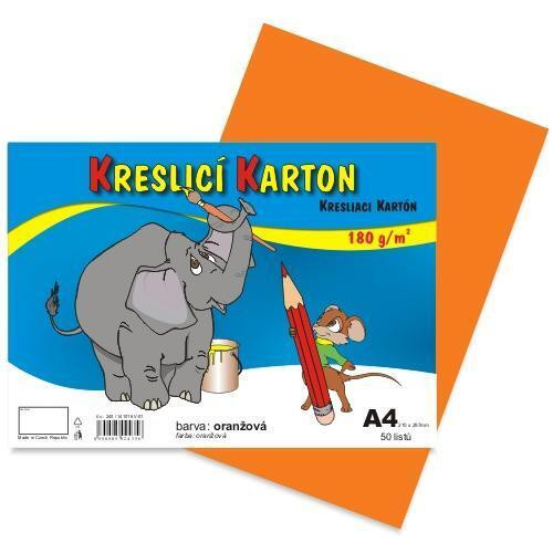 Kreslicí karton barevný A4/50/180g - oranžová, STEPA