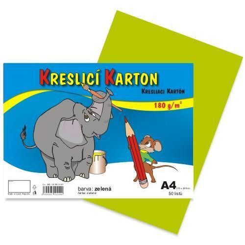 Kreslicí karton barevný A4/50/180g - světle zelená, STEPA