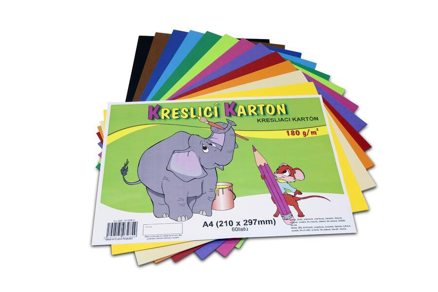 Kreslicí karton barevný A4/60/180g - mix 12 barev, STEPA