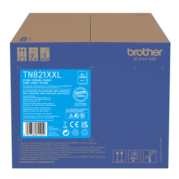 Brother originální toner TN-821XXLC, cyan, 12000str.