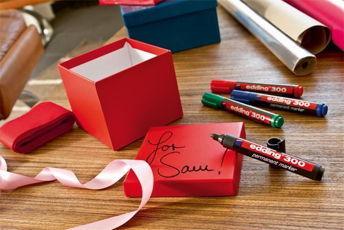 Permanentní popisovač "300", červená, 1,5-3mm, kuželový hrot, EDDING